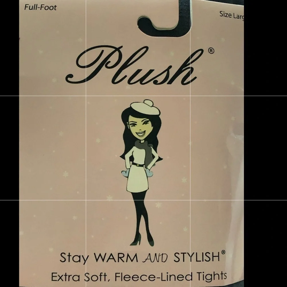 Plush Full Foot Tights Grey Size Large